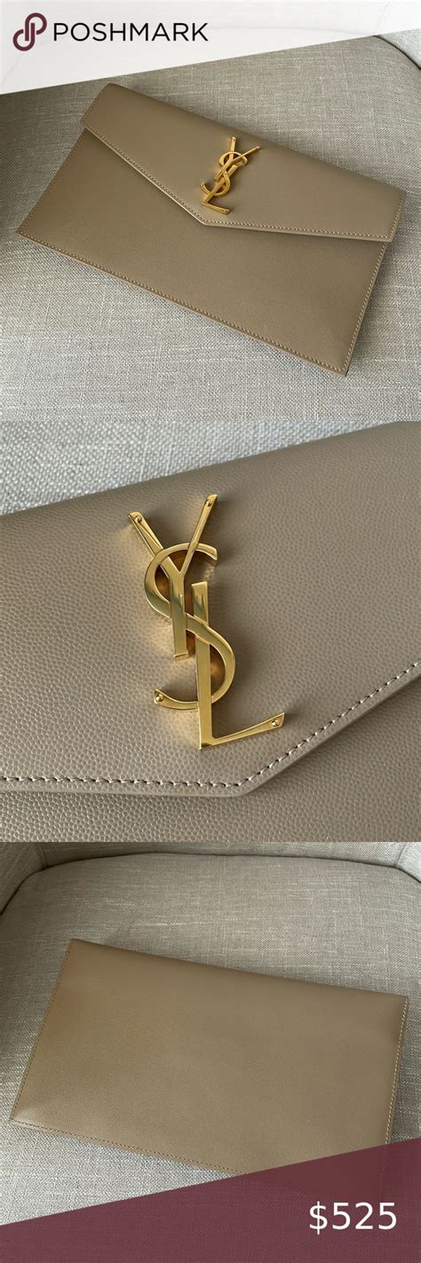 YSL uptown pouch dark beige